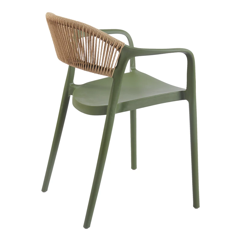 Ankara pakoworld stackable armchair pp in olive green color and natural color pe rattan 54x55.5x77cm