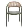 Ankara pakoworld stackable armchair pp in olive green color and natural color pe rattan 54x55.5x77cm