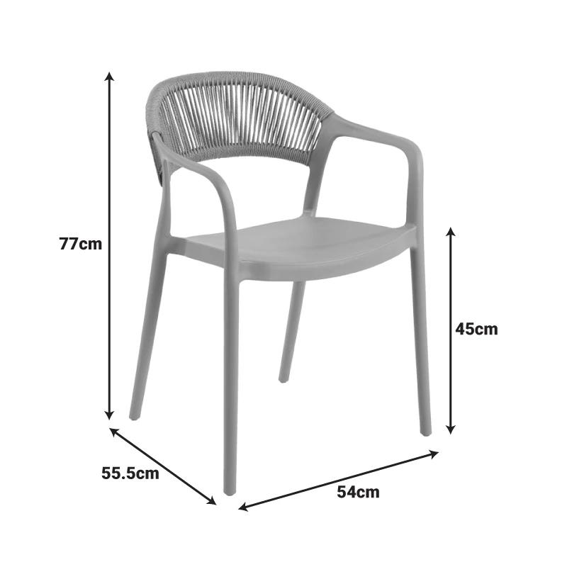 Ankara pakoworld stackable armchair pp in olive green color and natural color pe rattan 54x55.5x77cm