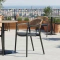Ankara pakoworld stackable armchair pp in black color and natural color pe rattan 54x55.5x77cm