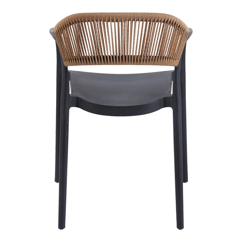 Ankara pakoworld stackable armchair pp in black color and natural color pe rattan 54x55.5x77cm