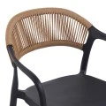 Ankara pakoworld stackable armchair pp in black color and natural color pe rattan 54x55.5x77cm