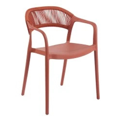 Ankara pakoworld stackable armchair pp in terracotta color pe rattan 54x55.5x77cm