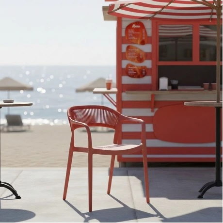 Πολυθρόνα Ankara pakoworld στοιβαζόμενη pp-pe rattan σε terracotta απόχρωση 54x55.5x77εκ
