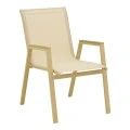Azelie pakoworld stackable armchair, aluminum in cappuccino-textilene champagne 56x75x88cm