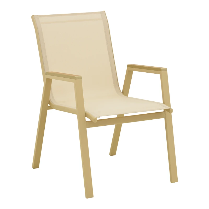Azelie pakoworld stackable armchair, aluminum in cappuccino-textilene champagne 56x75x88cm