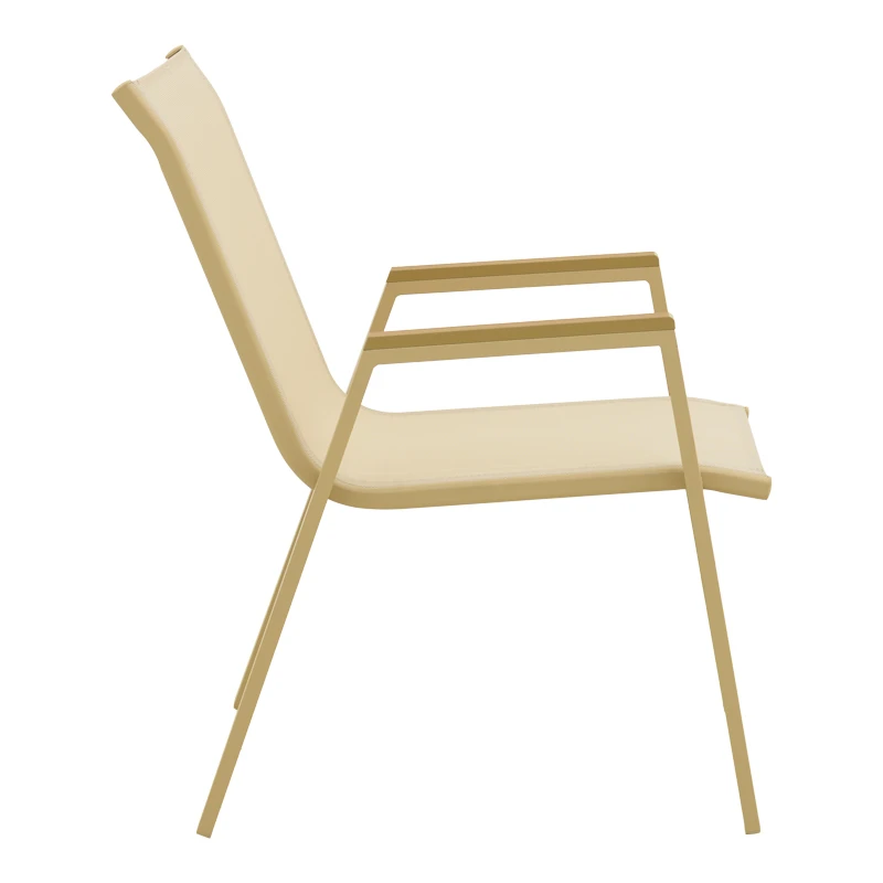 Azelie pakoworld stackable armchair, aluminum in cappuccino-textilene champagne 56x75x88cm