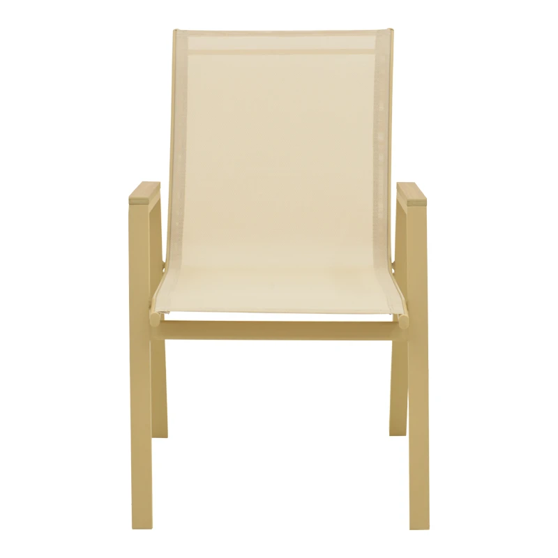 Azelie pakoworld stackable armchair, aluminum in cappuccino-textilene champagne 56x75x88cm