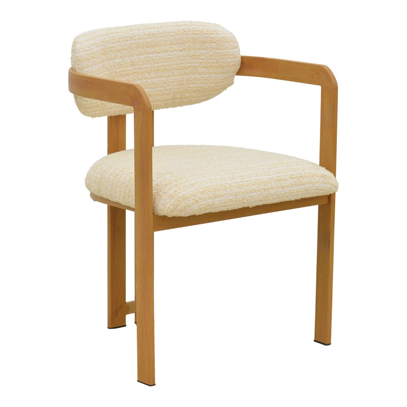 Armchair Berdona pakoworld beige fabric-natural color metal leg 57x47x78cm