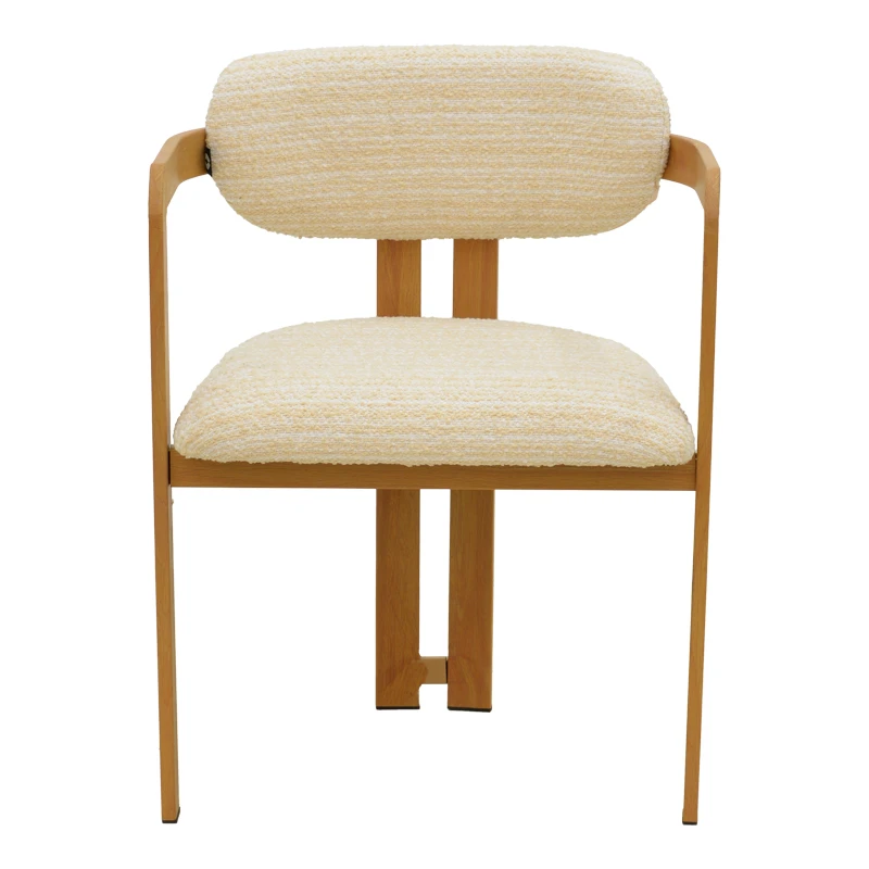 Armchair Berdona pakoworld beige fabric-natural color metal leg 57x47x78cm