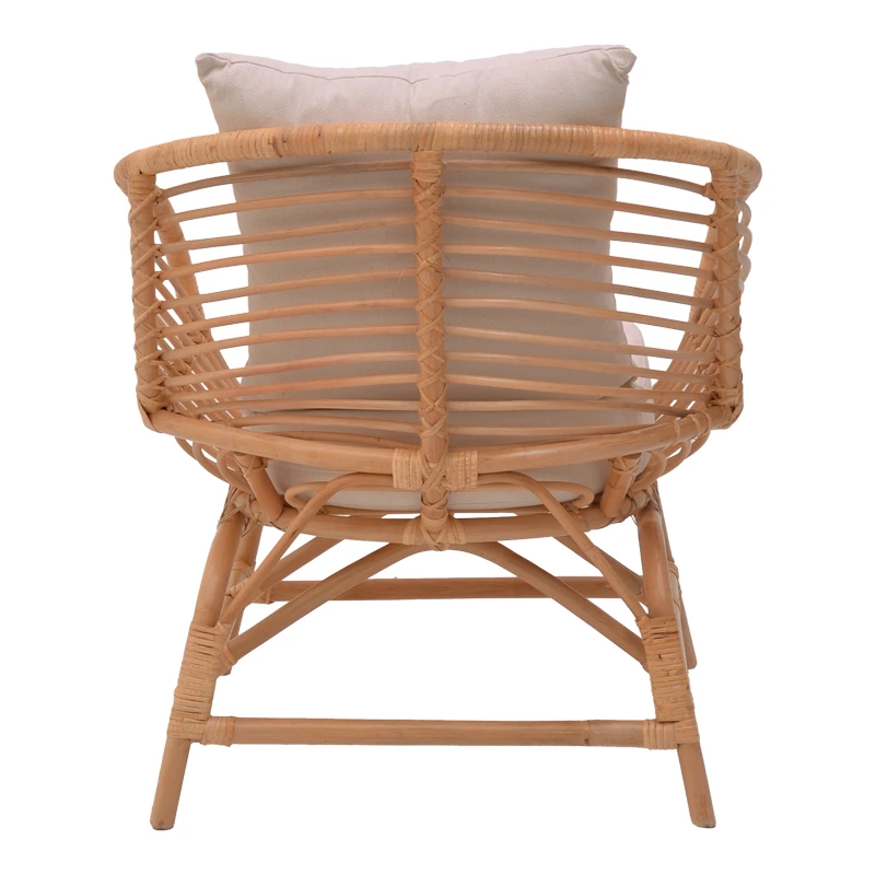 Πολυθρόνα Caxen pakoworld φυσικό rattan-λευκό μαξιλάρι 72x63x75εκ