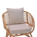 Πολυθρόνα Caxen pakoworld φυσικό rattan-λευκό μαξιλάρι 72x63x75εκ