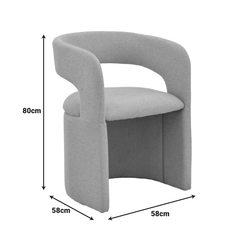 Cocon armchair pakoworld grey beige fabric 58x58x80cm