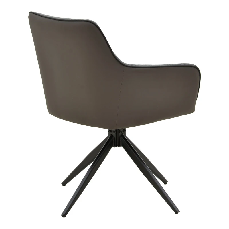 Rotating armchair Debra pakoworld grey fabric-pu with black color metal leg 64x60x83cm