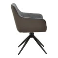Rotating armchair Debra pakoworld grey fabric-pu with black color metal leg 64x60x83cm