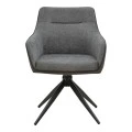 Rotating armchair Debra pakoworld grey fabric-pu with black color metal leg 64x60x83cm