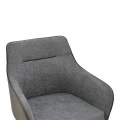 Rotating armchair Debra pakoworld grey fabric-pu with black color metal leg 64x60x83cm
