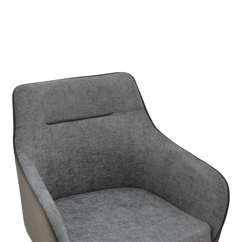 Rotating armchair Debra pakoworld grey fabric-pu with black color metal leg 64x60x83cm