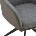 Rotating armchair Debra pakoworld grey fabric-pu with black color metal leg 64x60x83cm