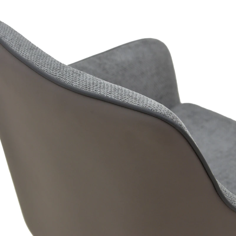Rotating armchair Debra pakoworld grey fabric-pu with black color metal leg 64x60x83cm
