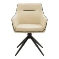 Rotating armchair Debra pakoworld beige fabric-pu with black color metal leg 64x60x83cm