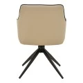 Rotating armchair Debra pakoworld beige fabric-pu with black color metal leg 64x60x83cm
