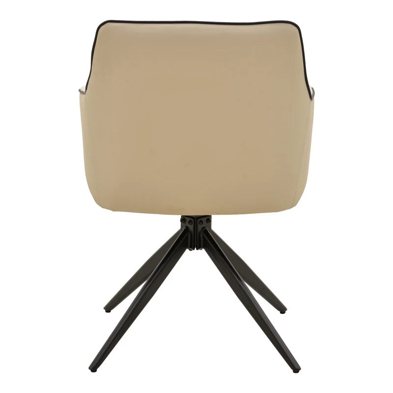 Rotating armchair Debra pakoworld beige fabric-pu with black color metal leg 64x60x83cm