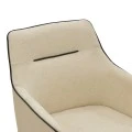 Rotating armchair Debra pakoworld beige fabric-pu with black color metal leg 64x60x83cm
