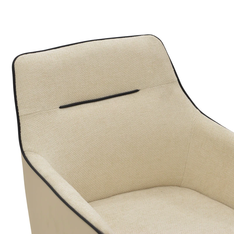 Rotating armchair Debra pakoworld beige fabric-pu with black color metal leg 64x60x83cm