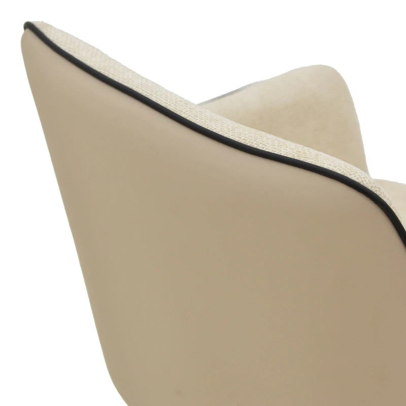 Rotating armchair Debra pakoworld beige fabric-pu with black color metal leg 64x60x83cm