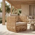 Fajole armchair pakoworld natural color rattan-beige cushion 86x86x66cm