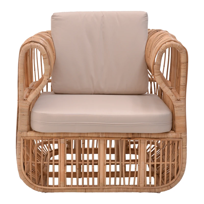 Fajole armchair pakoworld natural color rattan-beige cushion 86x86x66cm