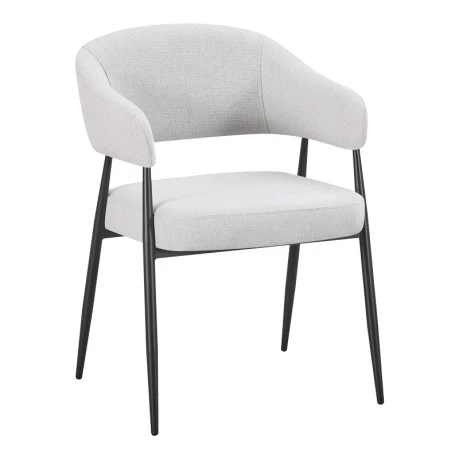 Armchair Filonda pakoworld grey fabric with black metal leg 47x58x79cm