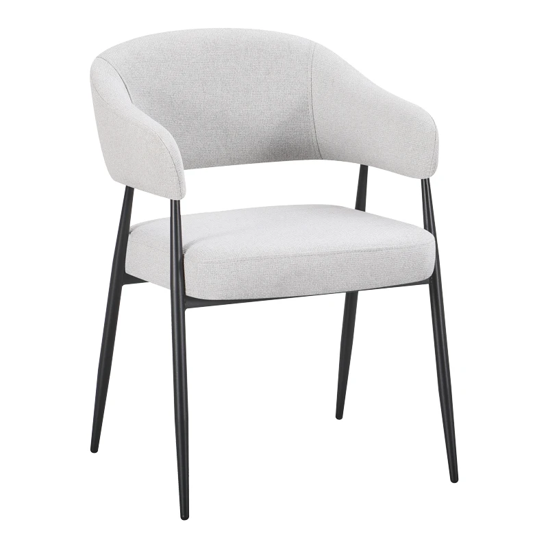 Armchair Filonda pakoworld grey fabric with black metal leg 47x58x79cm