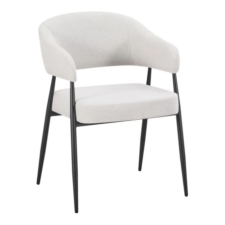 Armchair Filonda pakoworld ivory fabric with black metal leg 47x58x79cm