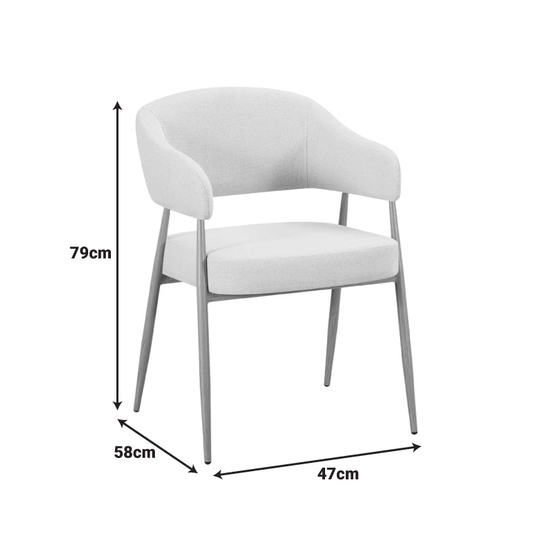 Armchair Filonda pakoworld ivory fabric with metal natural color leg 47x58x79cm