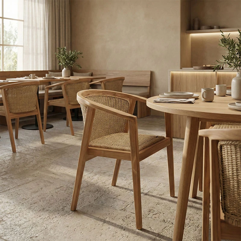 Granny armchair pakoworld teak wood and synthetic rope in natural color 60x60x82cm