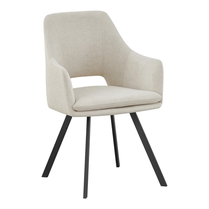 Initiate armchair pakoworld cream fabric-black metal leg 56x58x85cm