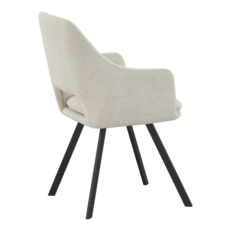 Initiate armchair pakoworld cream fabric-black metal leg 56x58x85cm