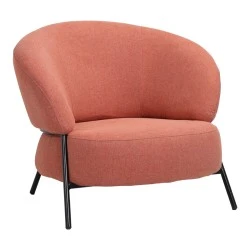 Armchair Jennie pakoworld terracota fabric with black metal legs 84x84x71.5cm