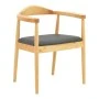Armchair Joube pakoworld natural color rubberwood and black pu cushion 59x48x73cm