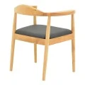 Armchair Joube pakoworld natural color rubberwood and black pu cushion 59x48x73cm
