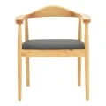 Armchair Joube pakoworld natural color rubberwood and black pu cushion 59x48x73cm