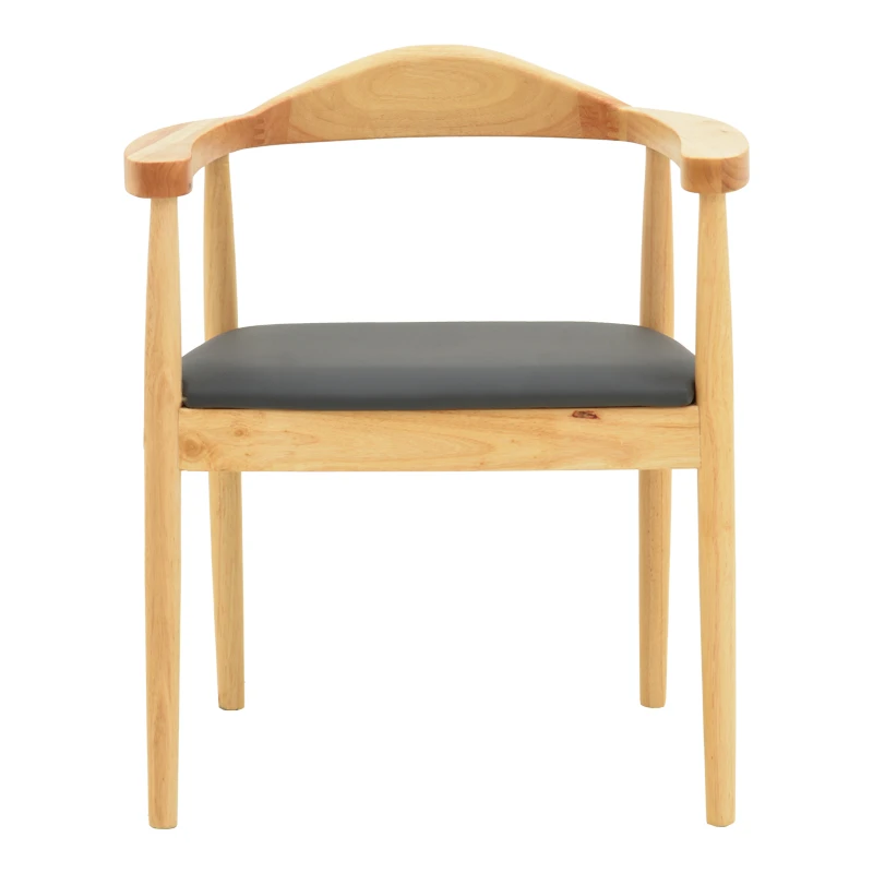Armchair Joube pakoworld natural color rubberwood and black pu cushion 59x48x73cm