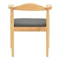Armchair Joube pakoworld natural color rubberwood and black pu cushion 59x48x73cm
