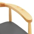 Armchair Joube pakoworld natural color rubberwood and black pu cushion 59x48x73cm