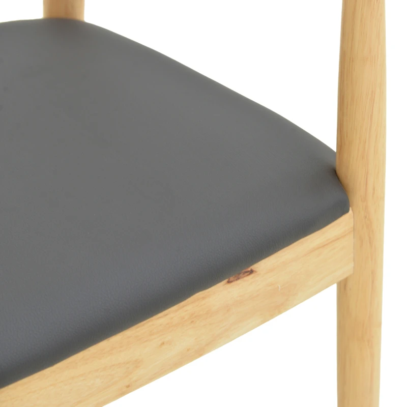Armchair Joube pakoworld natural color rubberwood and black pu cushion 59x48x73cm