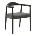 Armchair Joube pakoworld black color rubberwood and black pu cushion 59x48x73cm