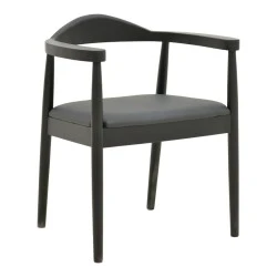 Armchair Joube pakoworld black color rubberwood and black pu cushion 59x48x73cm