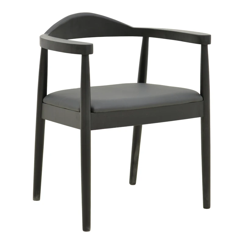 Armchair Joube pakoworld black color rubberwood and black pu cushion 59x48x73cm
